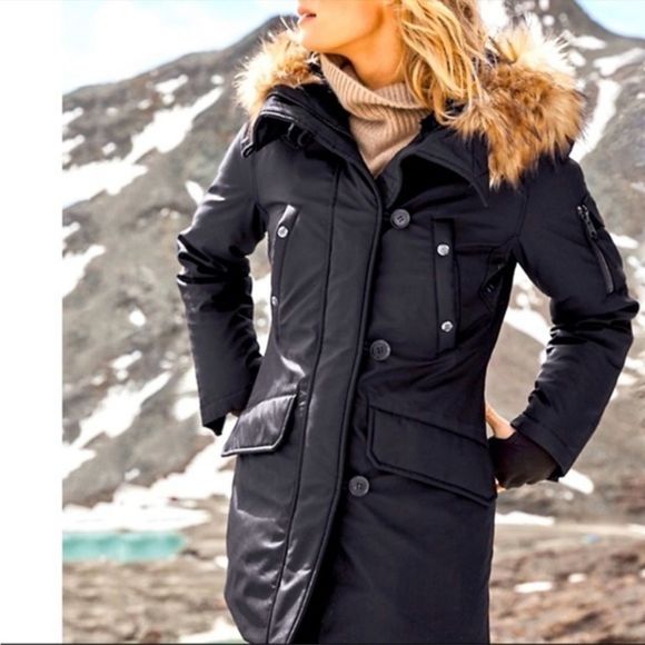 S13 New York Alpine Coat Womens Small Black Duck Down faux fur hood winter coat - Picture 16 of 16